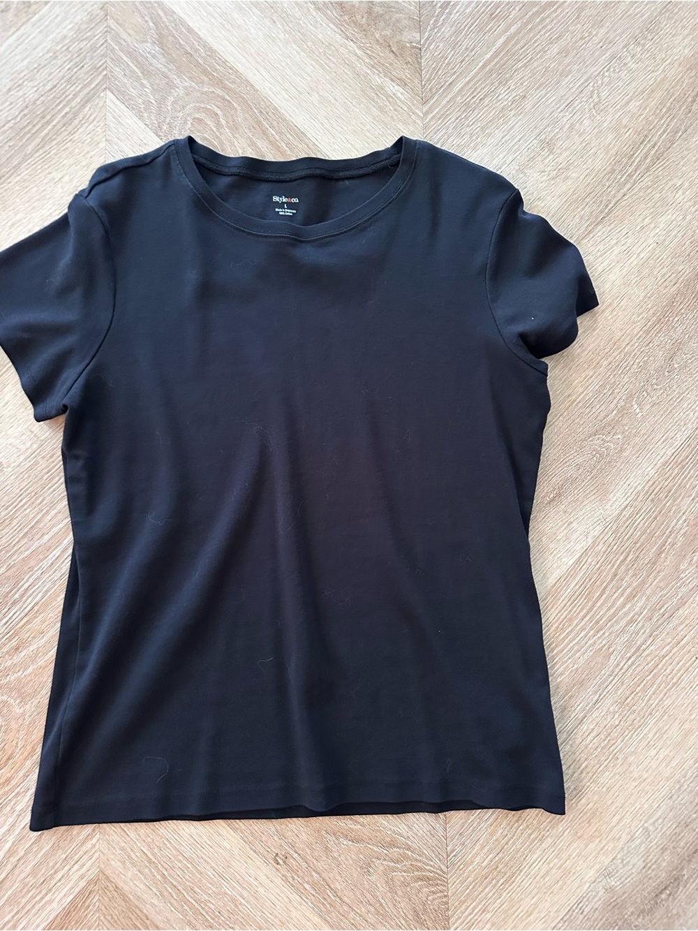 Style & Co. Black Short Sleeve Crewneck Tee